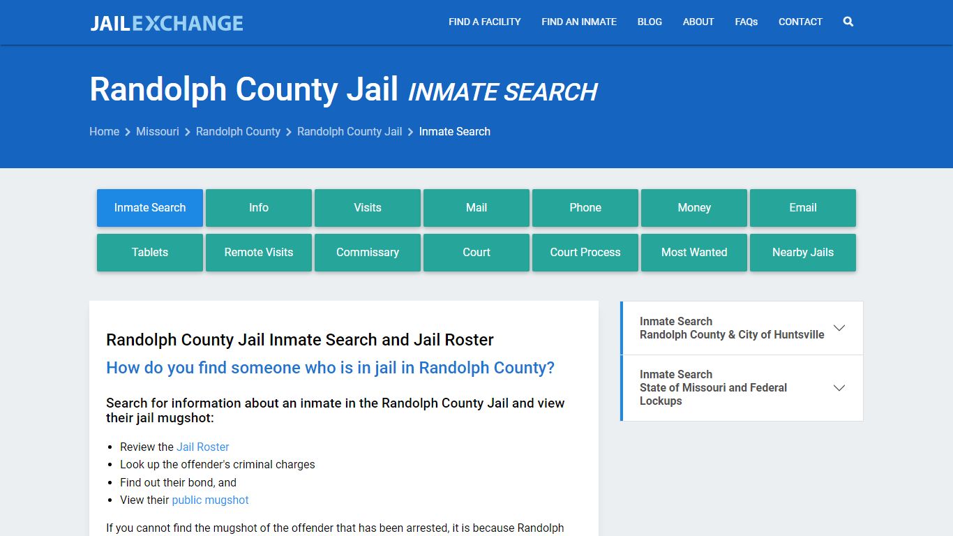 Inmate Search: Roster & Mugshots - Randolph County Jail, MO