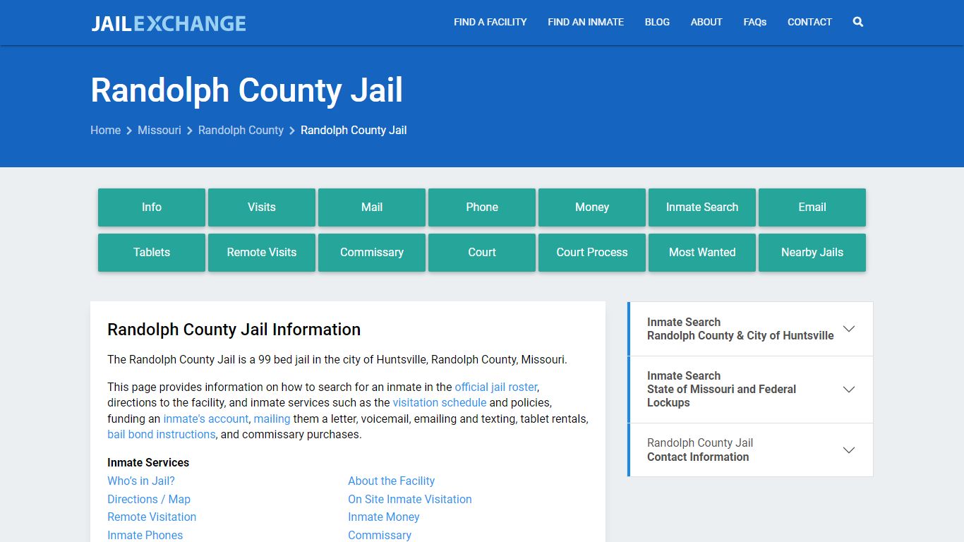 Randolph County Jail, MO Inmate Search, Information